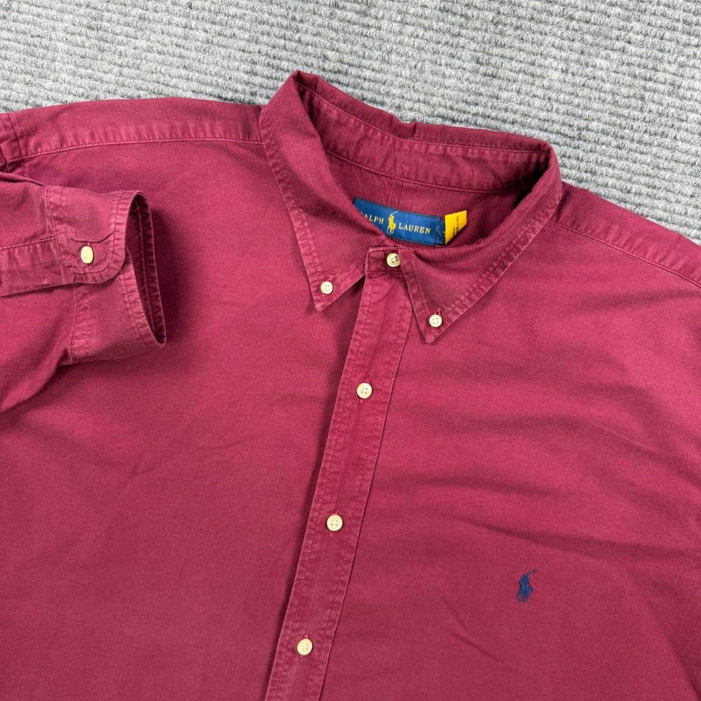 Polo Ralph Lauren Burgundy Button Down Shirt Mens 2XLT Tall Maroon Cotton Canvas